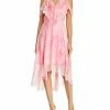 Outlet ✔️ Elie Tahari 👩 women Clintona Ruffled Cold-Shoulder Silk Midi 👗 Dress in Pink 💯