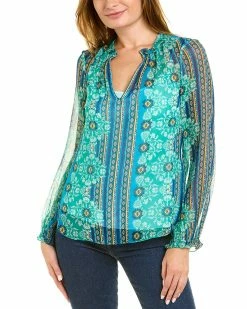 Wholesale ❤️ women Elie Tahari Crinkle Bali Silk 👕 Shirt 🎉