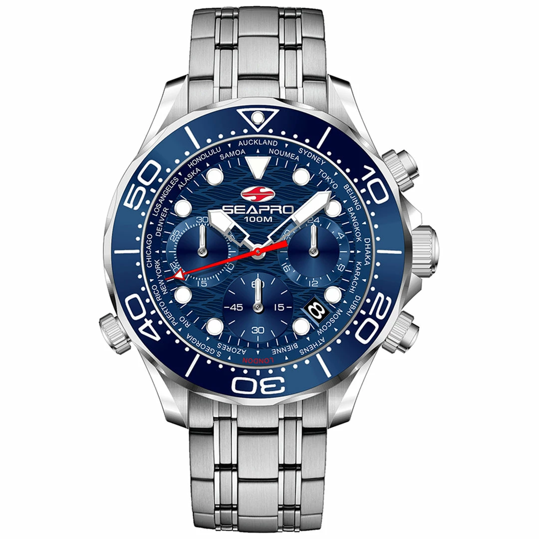 Wholesale ๐ Seapro Men's Mondial Timer Blue Dial โ Watch ๐