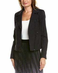 Outlet 🔥 women Elie Tahari Stretch Moto Jacket 😀