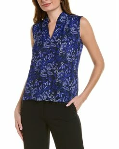Buy 🎁 women Elie Tahari Contour Neck Silk 👚 Shirt 👍