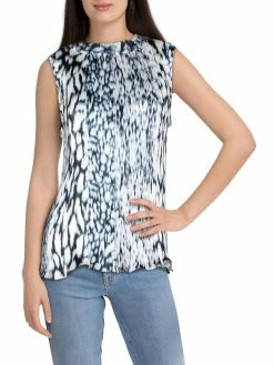 Outlet ⭐ Elie Tahari 👩 Womens Textured Band Collar Blouse 🎉