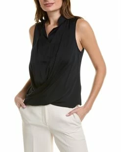 Cheap 🤩 women Elie Tahari Mock Wrap Silk-Blend 👕 Shirt 🛒