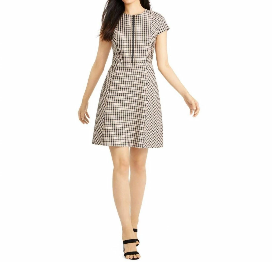 Wholesale ๐ Elie Tahari ๐ฉ women Louisa Printed Zip Front ๐ Dress in Black Sorrel โ๏ธ