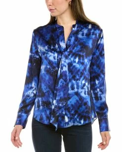 Best reviews of ⌛ women Elie Tahari Satin Print Silk 👕 Shirt 🔥