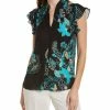 Discount 🔔 women Elie Tahari Batik Flutter Silk 👕 Shirt 🎉