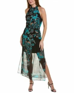 Best Pirce 🛒 women Elie Tahari Batik Silk Maxi 👗 Dress 🔥